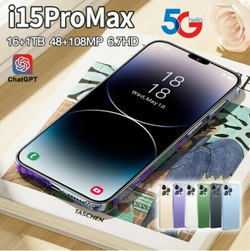 クロスボーダー付き携帯電話,15pro max,3g,Android, 1 16GB, 6.3インチ,低価格スポット