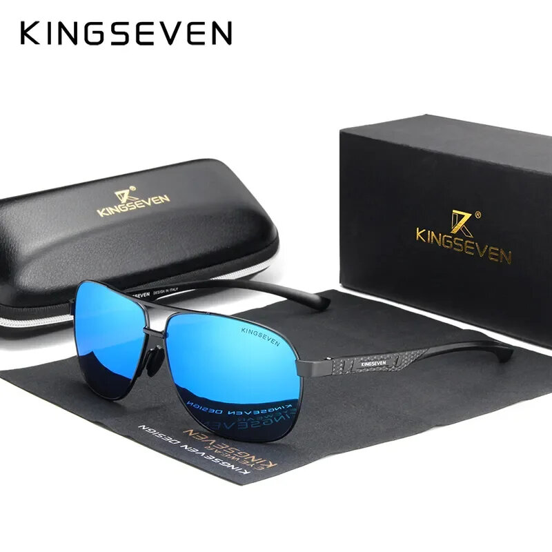 KINGSEVEN 2023 occhiali da sole in alluminio da uomo di marca polarizzati UV400 Mirror occhiali protettivi per gli occhi maschili donna uomo Oculos de sol Eyewear