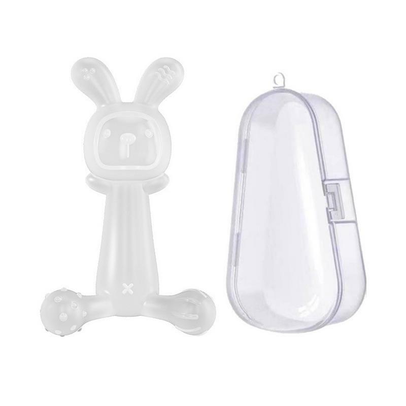 Juguetes de dentición en forma de conejo para bebés, mordedor de silicona de elasticidad Q suave para calmar movimientos infantiles, 3 meses