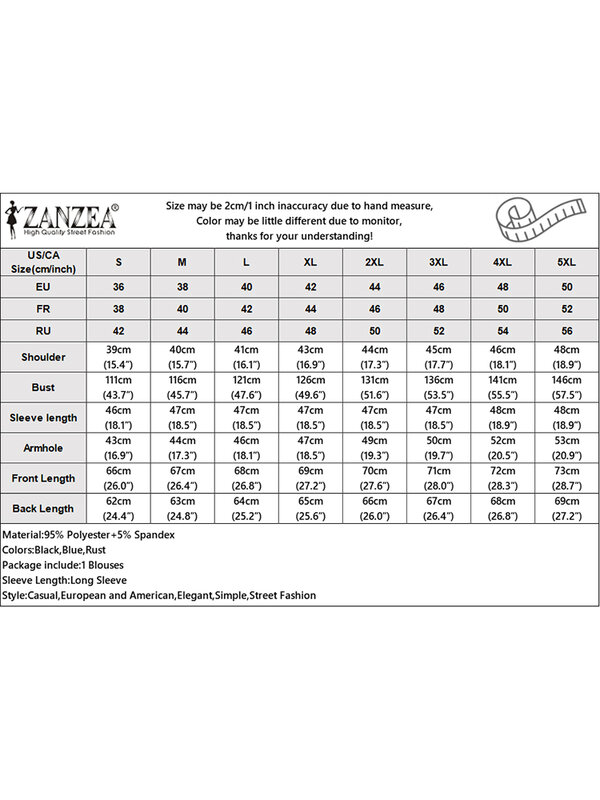 ZANZEA 여성용 주름진 라운드넥 상의, 우아한 패치워크 블라우스, 2023 가을 단색 긴 소매 블라우스, 캐주얼 루즈 오피스 셔츠 튜닉