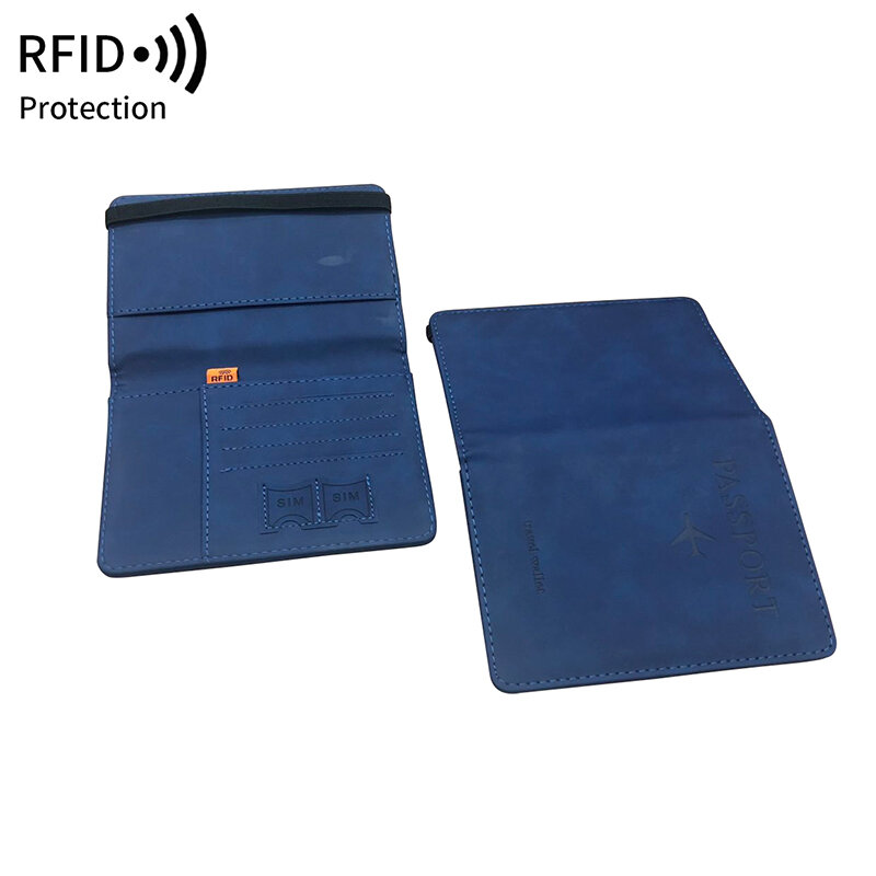 ผู้หญิงผู้ชาย RFID Vintage หนังสือเดินทางครอบคลุมผู้ถือ Multi-Function ID Bank กระเป๋าสตางค์หนัง PU หนังกระเป๋าเด...