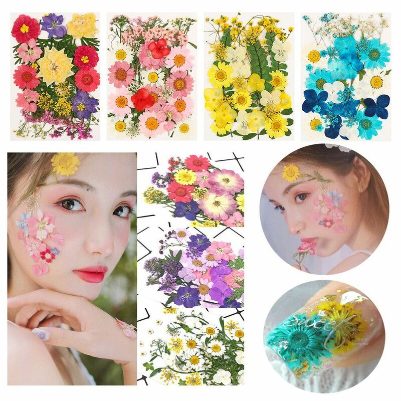 Women Beauty 3D Floral DIY Art Craft Making Real Dried Flower Face Sticker Decor Nail Art Decorations Manicure Tips