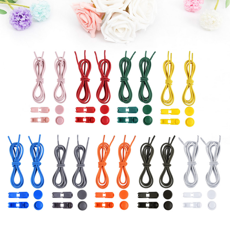 9 Pairs Shoe Laces Tieless Shoelaces with Lock Device Sports M Fast Elastic Child