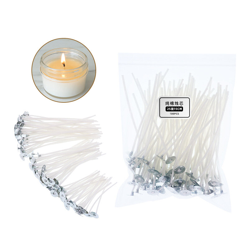 120Pcs Waxed Cotton Candle Wicks with Stand Original Smokeless Candle Wick for DIY Candle Silicone Mold Candle Making Supplies