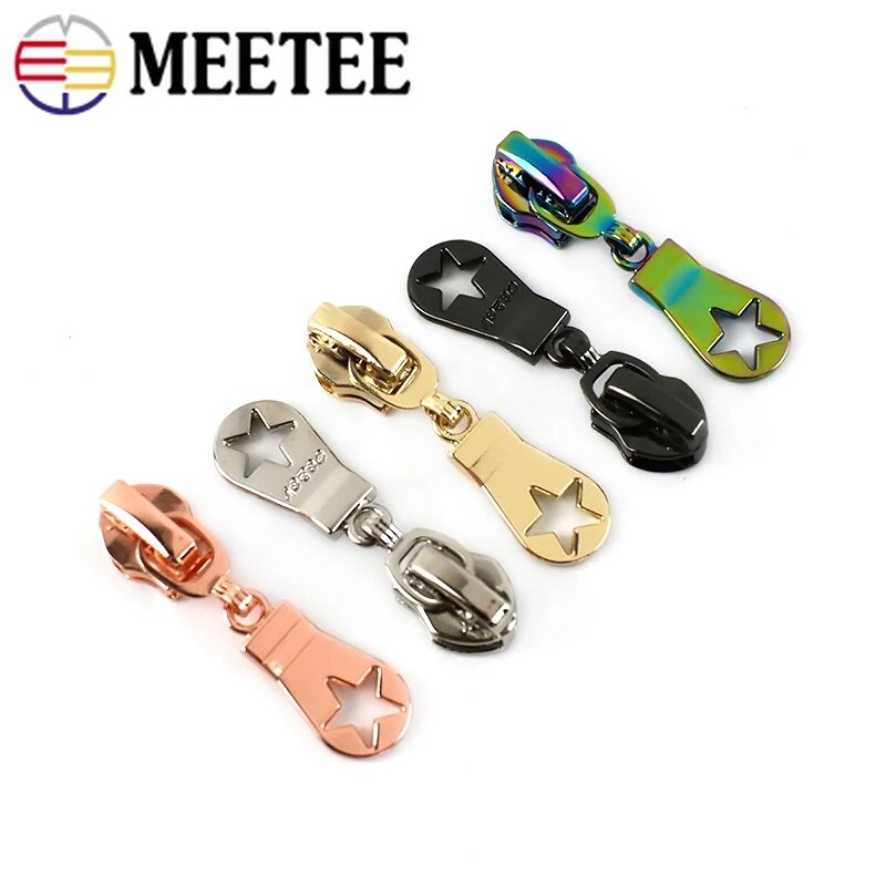 20/50Pcs 5# Zipper Slider for Metal Nylon Zip Clothes Sewing Zippers Puller Head Repair Fit DIY Luggage Tape Zips Pull Accessory
