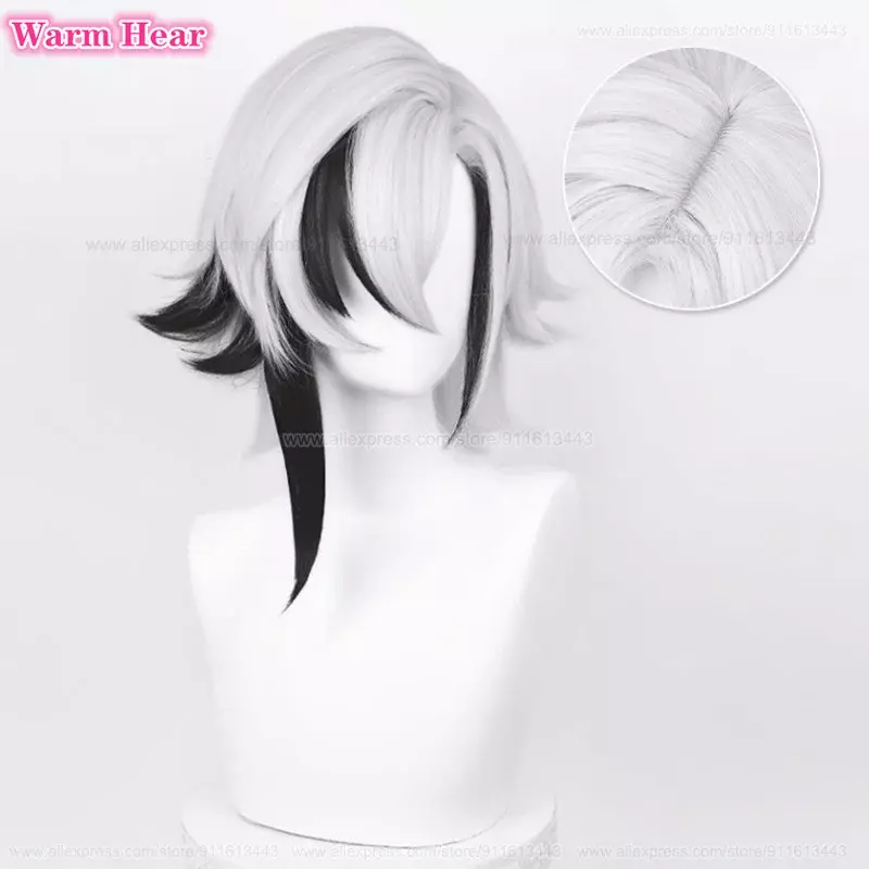 Wig Cosplay Arlecchino kualitas tinggi 83cm/45cm Wig Cosplay Anime Wig pesta sintetik tahan panas + topi Wig