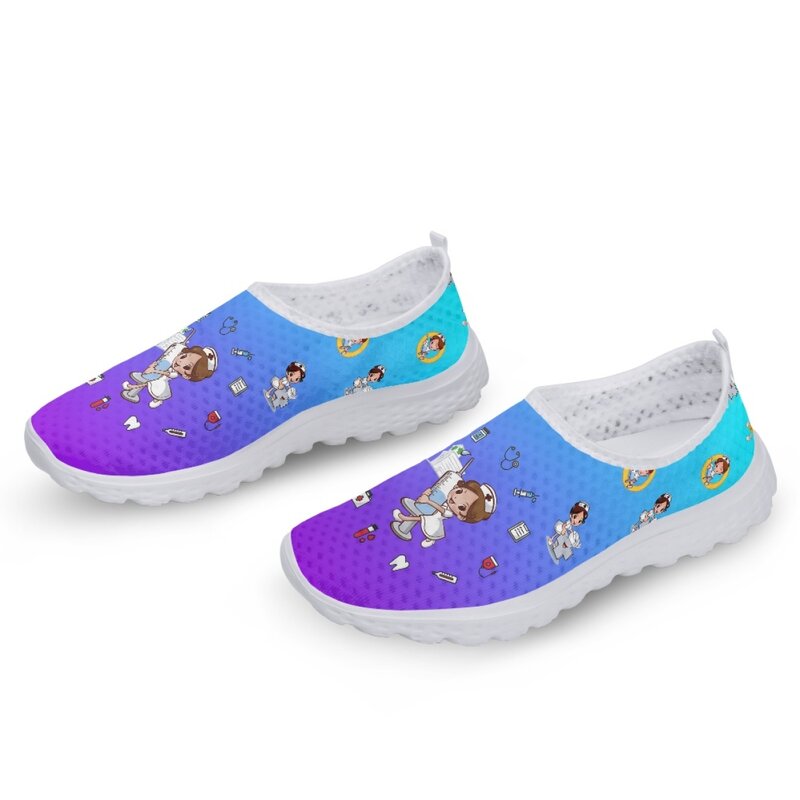 New Fashion Cartoon Nurse Shoes for Women Medical Student Slip On Air Mesh Shoes Summer Breathable Non-slip Sneaker Zapatos Para