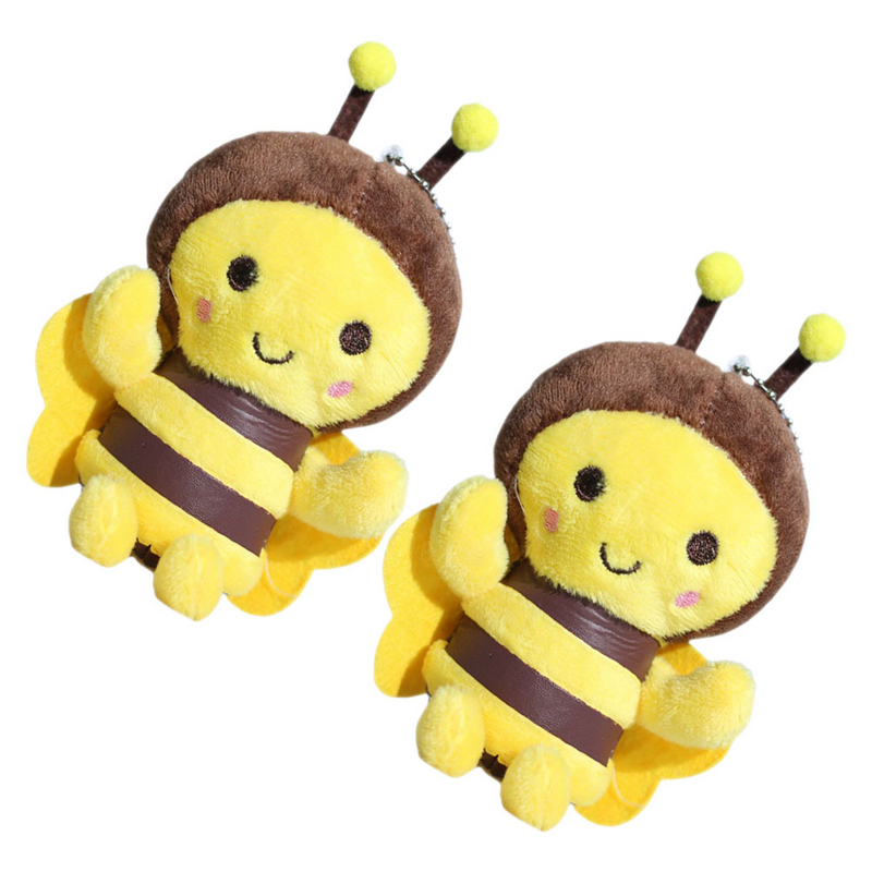 Plush Bee Pingentes para Chave, Bee Decor Encantos, Mochila Ornamento, 2PCs