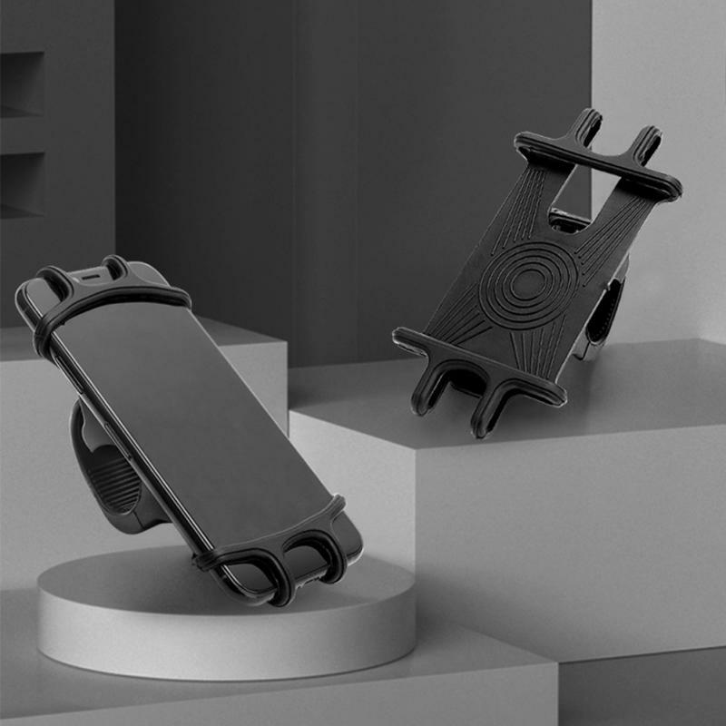 Phone Holder Black Adjustable Protable Anti-slip Shockproof Motorcycle Mountain Handlebar Stem Support Rack Silicone