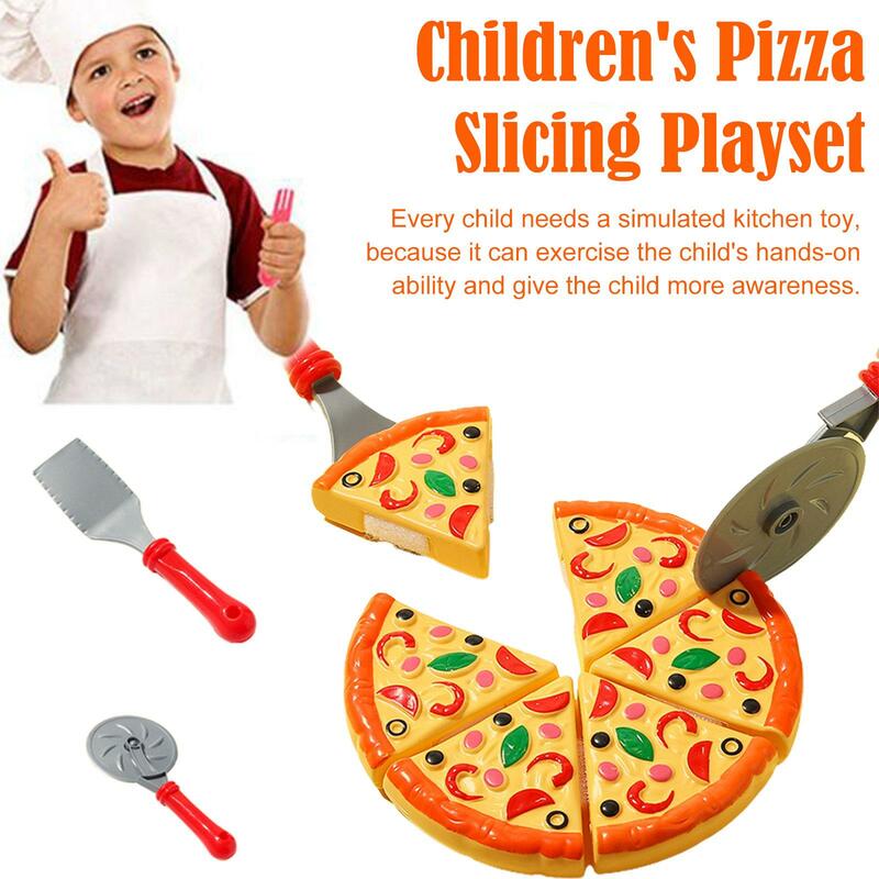 Mainan simulasi pemotong Pizza anak-anak, mainan dapur simulasi memotong Pizza plastik untuk anak perempuan