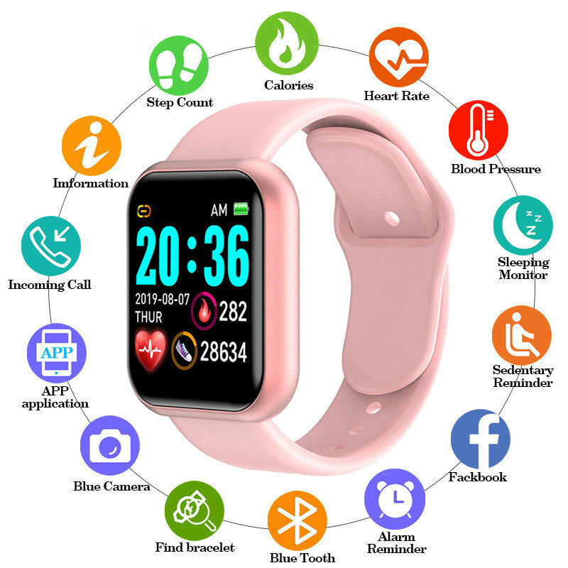 Y68 Smart Watch uomo donna impermeabile Fitness Tracker Smartwatch sport orologi digitali per Android IOS Relojes Para Mujer Reloj