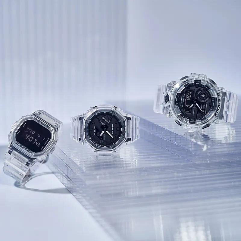 ساعة كوارتز من سلسلة G-SHOCK للرجال بيضاء صلبة ، حزام شفاف ، رياضة ، مقاومة للماء ، فاخرة ، موضة ، زوجين ،