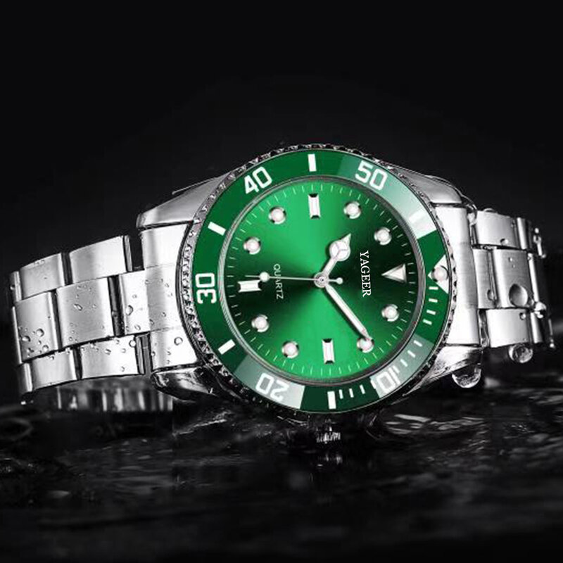 Reloj de negocios informal para hombre, pulsera de cuarzo verde luminoso, gran oferta