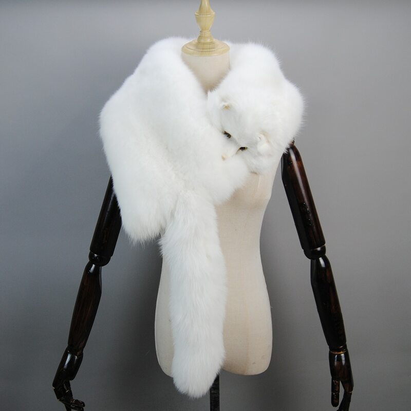 2024 Party Luxury Winter Real Fox Scarf High-End Men's Women's Fox Fur Scarf 100% Natural One-Piece Warmth Real Fox Fur Collar