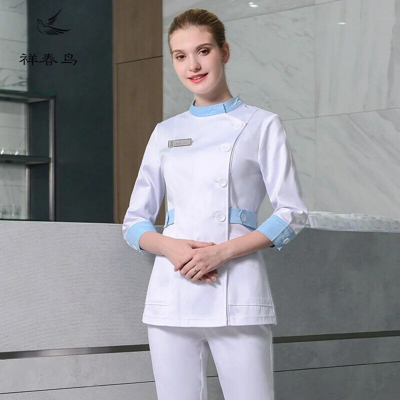 Schönheit Salon Kleidung 2023 Neue Mode SPA Mantel + Hosen Set Nagel Shop Mitarbeiter Arbeiten Tragen Dental Klinik Uniform