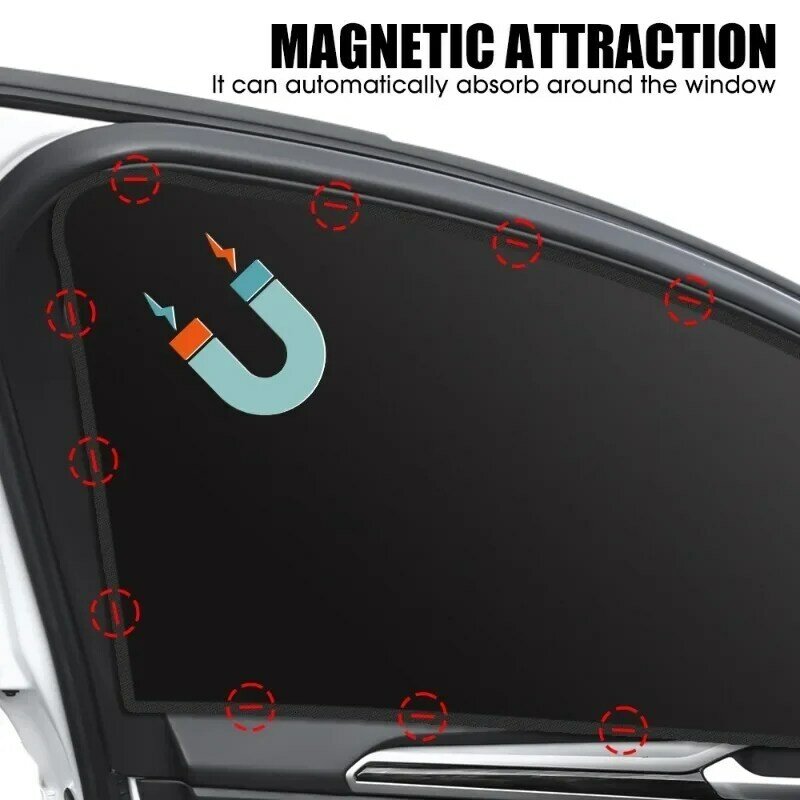 New Magnetic Car Sunshade Cover Summer UV Protection Side Rear Window Curtain Black Mesh Sun Shade Cover Auto Car Accessories