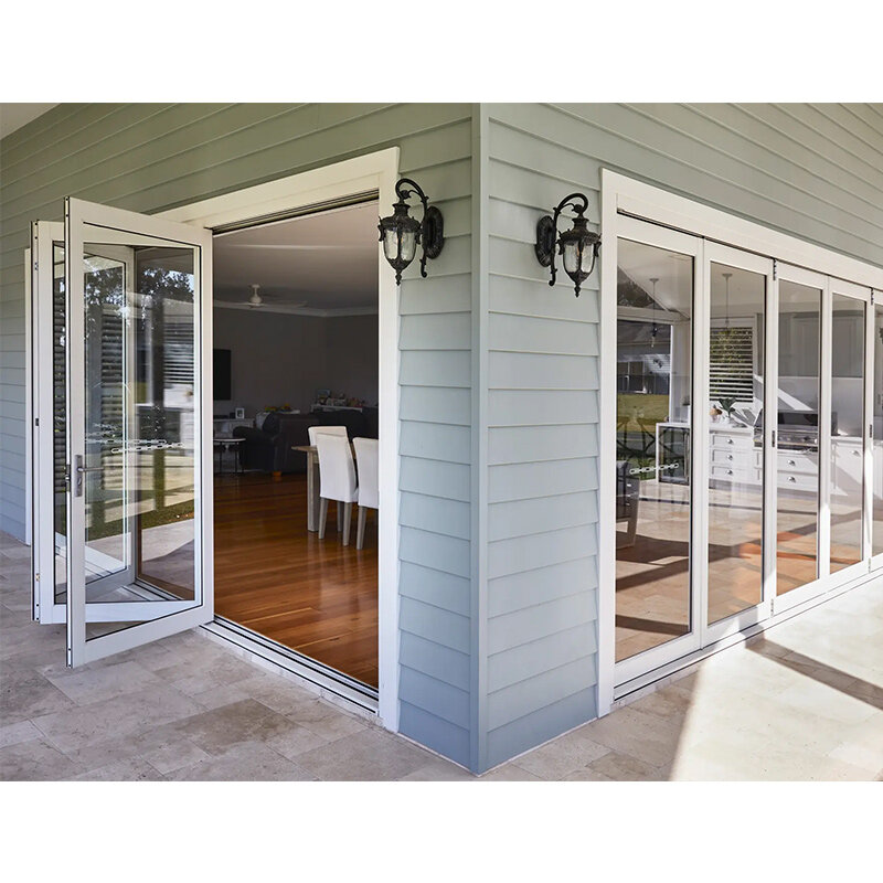 Hihaus, хит продаж, трехслойные складные алюминиевые двери, австралийские алюминиевые двухслойные двери для внутреннего дворика