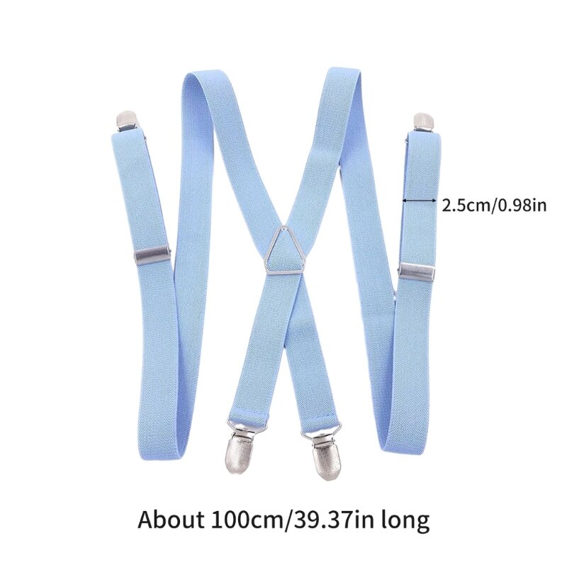 Suspender Dewasa Elastis untuk Rok Jeans Uniseks Remaja Wanita Pria Bentuk Suspender Clip-On Elastis 4 Klip Celana Kawat Gigi