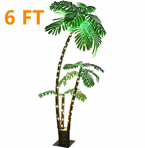 US 6FT LED Lighted Palm Tree Outdoor Artificial Palm Tree Swim Pool Party Decor decoracion outdoor lighting garden