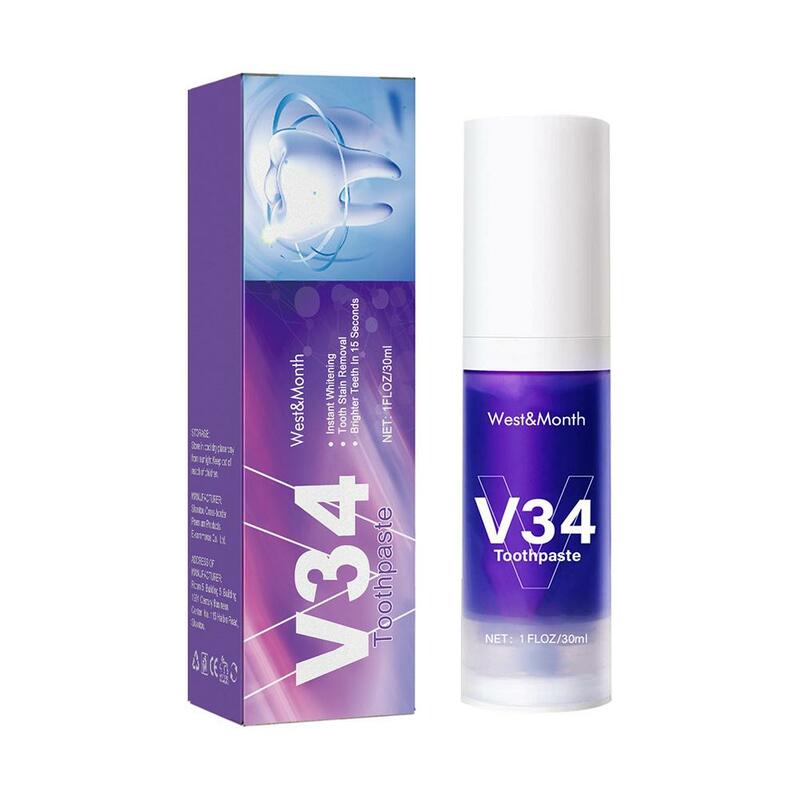 V34 Whitening Teeth Toothpaste Color Corrector Oral Cleaning Care Brightening Enamel Repair Fresh Breath Remove Stain Toothpaste