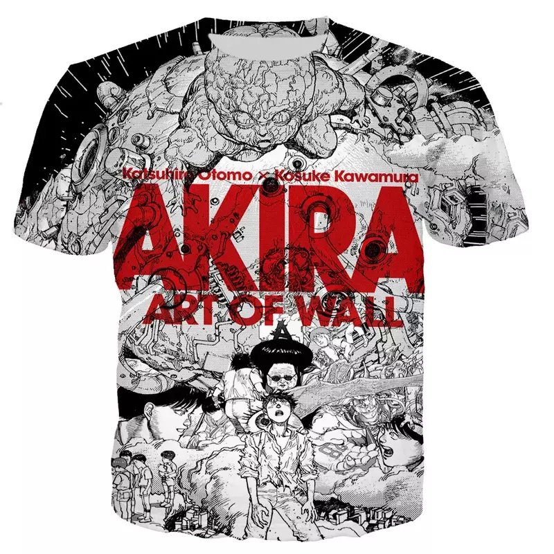 Akira-Camiseta con estampado 3D para hombre y mujer, camisa informal de estilo Harajuku, ropa de calle de gran tamaño, envío directo