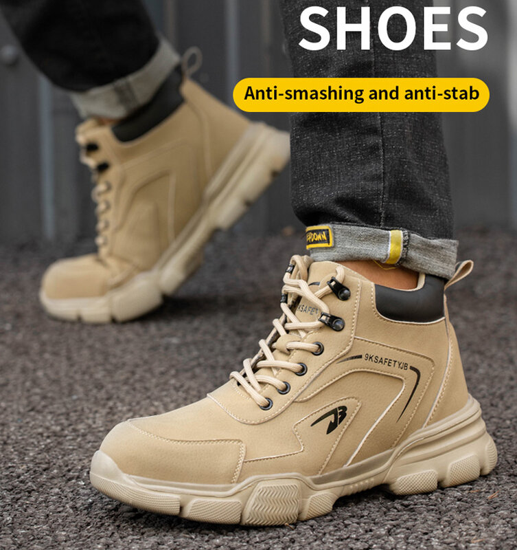 男性用鋼のつま先の安全ブーツ,耐パンク性,セキュリティ作業靴,品質,2024