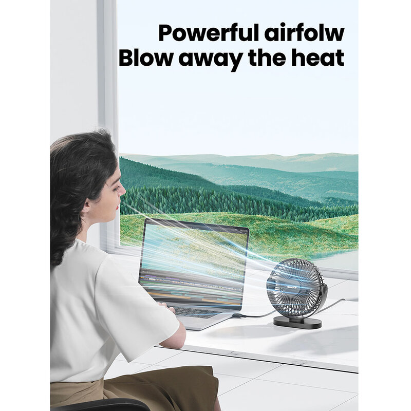 Gaiatop-ポータブル3速ファン,5.5インチサイレント冷却ミニファンポータブル,90 ° 回転,家庭,オフィス,旅行用の小型テーブルファン