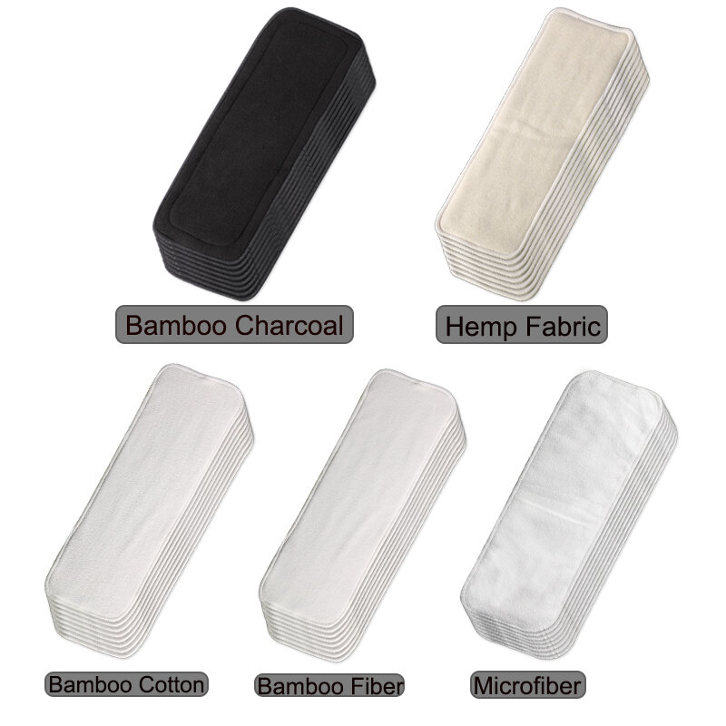 1pc fodere Booster lavabili in tessuto di canapa inserti per pannolini in tessuto di carbone di bambù inserto per pannolini riutilizzabile per pannolini di stoffa tascabili per bambini