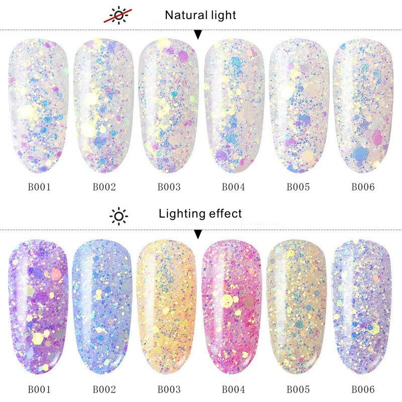 1 Bottle UV Light Color Changing Nail Glitter Sequins Sunlight Sensitive Colorful Nail Art Flakes Manicure Gel Polish Decoration
