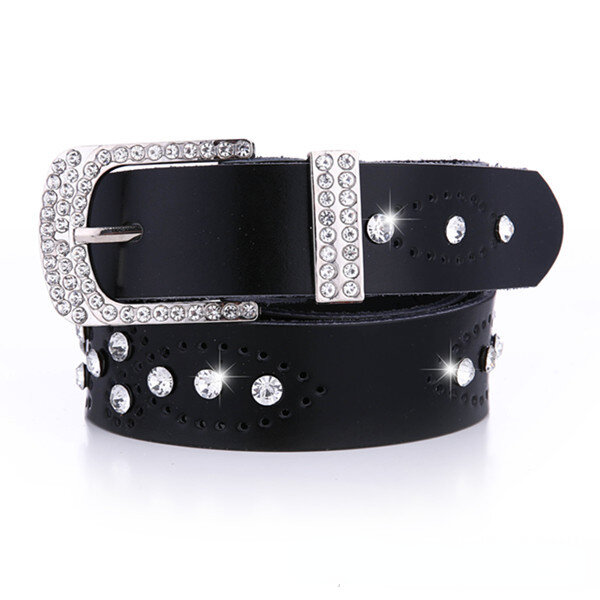 Cinturón adornado con diamantes de imitación a la moda para mujer