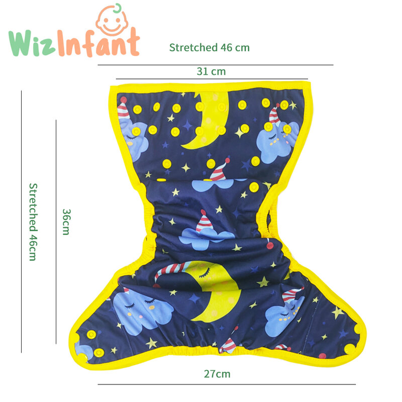 Wizinfantil grande venda lavável eco-friendly fralda de pano ecológico ajustável fralda reutilizável para 3-15kg bebê