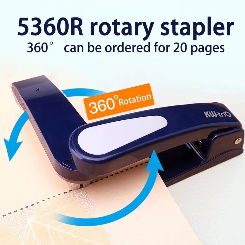 360 rotatable Heavy Duty Stapler Use 24/6 Staples Effortless Long Stapler School Paper Staplers Office Bookbinding Supplies