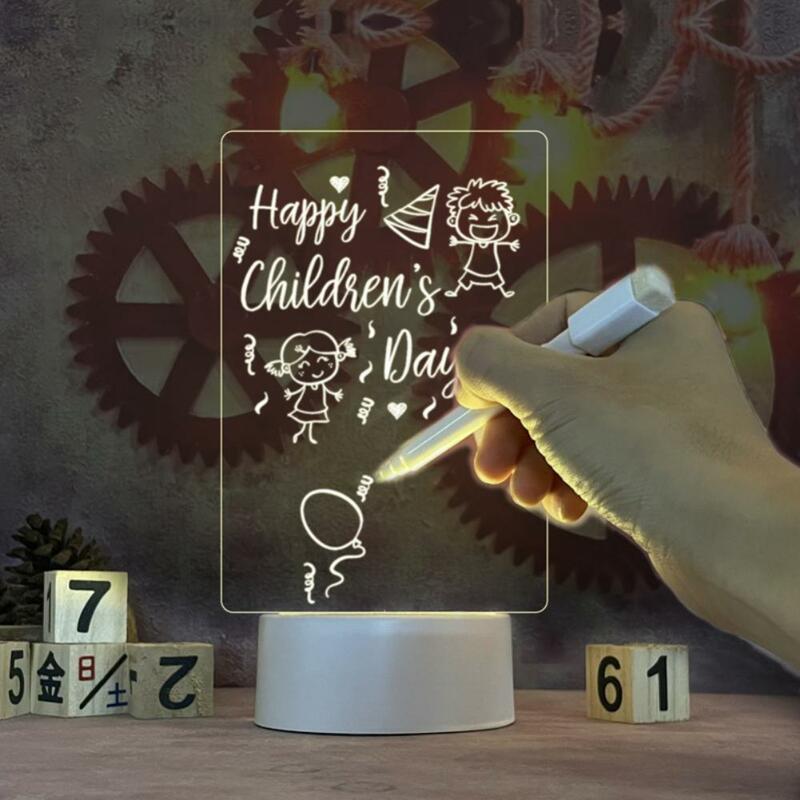 Доска для записей светодиодная с подсветкой, функция ночного освещения, перезаписываемая, с ручкой, тёплая, мягкая, питание от USB, ночник, домашний праздничный подарок для детей