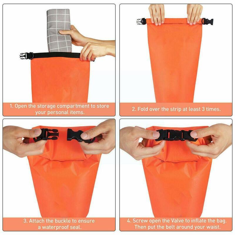 1pc Inflatable Open Swimming Buoy Tow Float Dry Bag Double Air Bag With Waist Belt For Swimming Water Sport Storage Safety A4H4