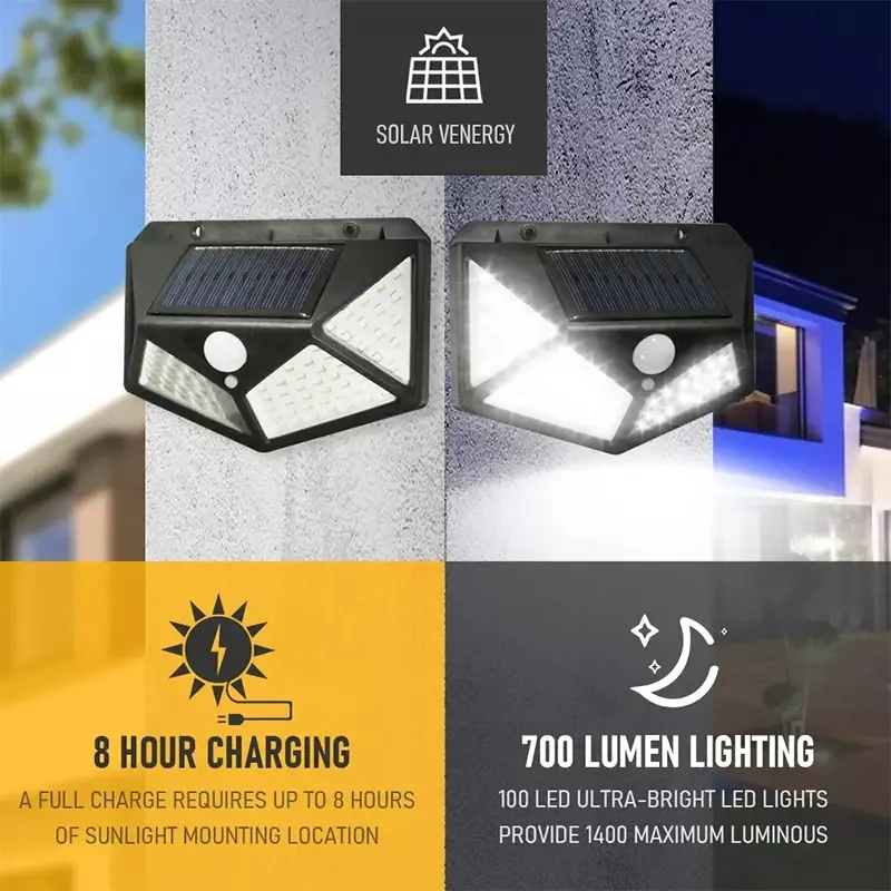 Уличные настенные лампы на солнечной батарее, трехсторонние индукционные светильники для человеческого тела, бытовой внутренний двор, водонепроницаемая суперъяркая лампа, IP65