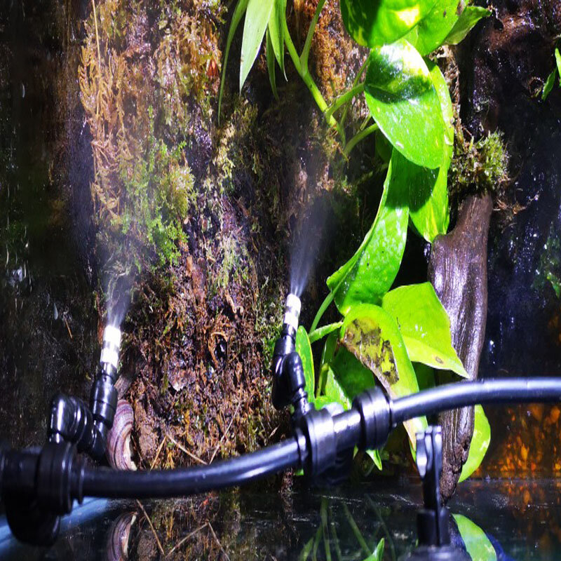 파충류 테라리움 안개 미스트 스프링클러 열대 우림 탱크, 360 조정 가능한 수족관 수생 애완 동물 냉각 시스템
