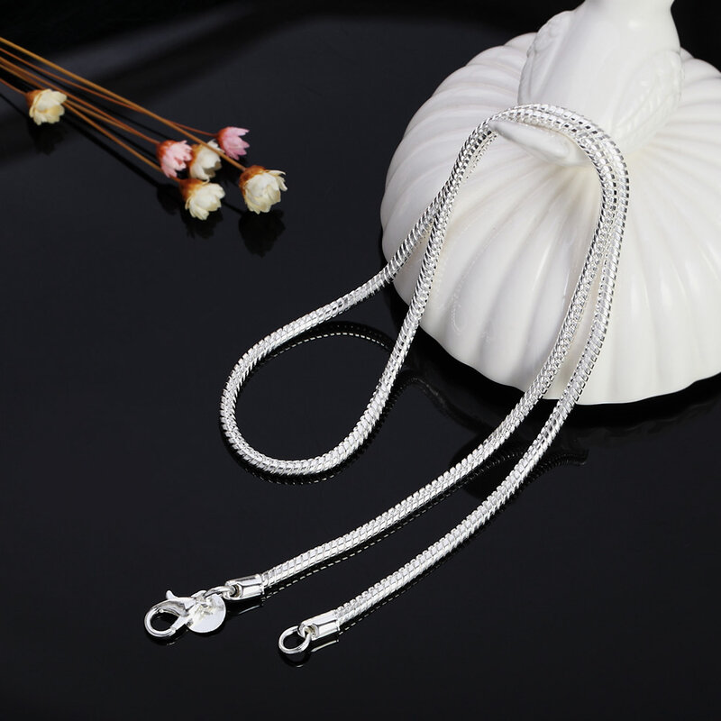 Collar de cadena de serpiente sólida para hombres y mujeres, Plata de Ley 925, 1MM/2MM/3MM, 40-75cm, joyería de moda para colgante, envío gratis