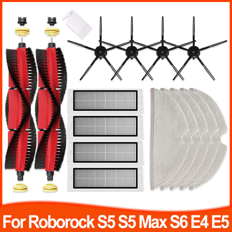 for Xiaomi Robot 1S SDJQR01RR Brush Mops Hepa Filters for Roborock S5 Max S50 S502 S55 S6 S6 Pure E4 Vacuum Cleaner Accessories