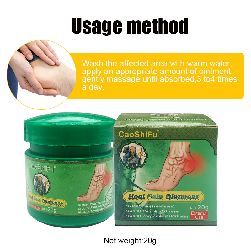 Calcanhar alívio da dor creme pé fasciíte tendonite de aquiles tratamento gesso articulação dor pomada ervas esporas massagem gesso 20g