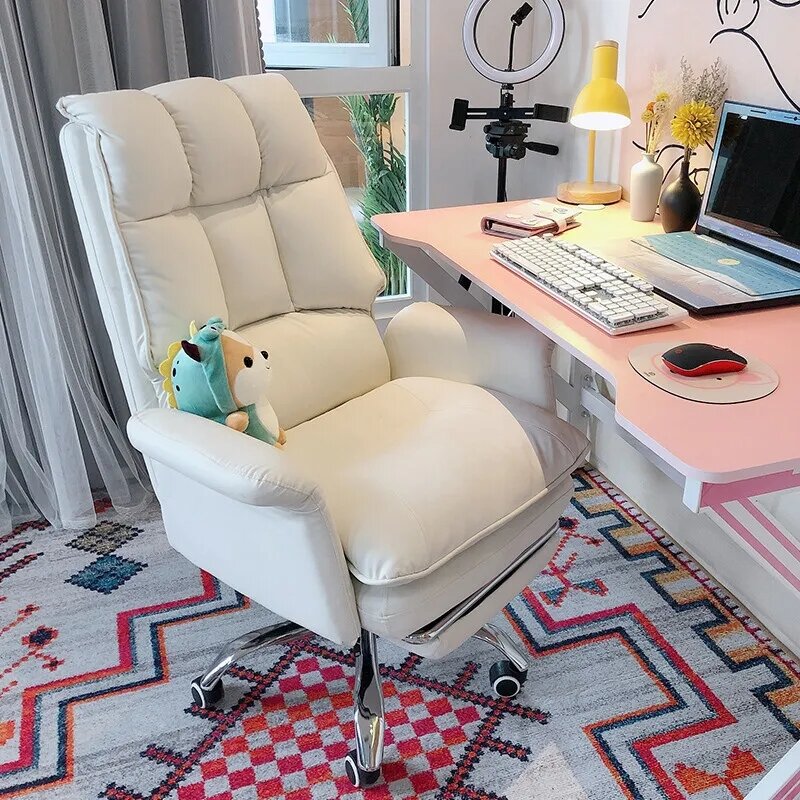 Novo couro do plutônio cadeira de escritório rosa cadeira de jogos computador giratória gamer ao vivo ergonômico cadeira casa quarto sofá poltronas móveis