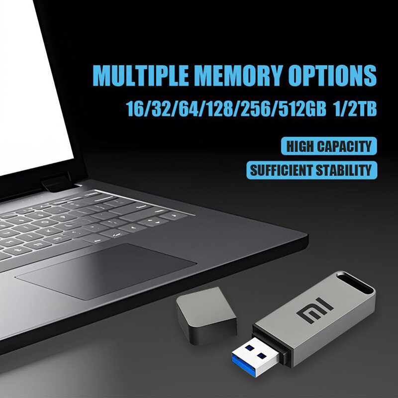 Xiaomi แฟลชไดรฟ์ USB 3.1 2TB ของแท้, เพนไดรฟ์ความเร็วสูง1TB โลหะกันน้ำ Type-C หน่วยความจำ USB สำหรับอุปกรณ์เก็บข้อมูลคอมพิวเตอร์