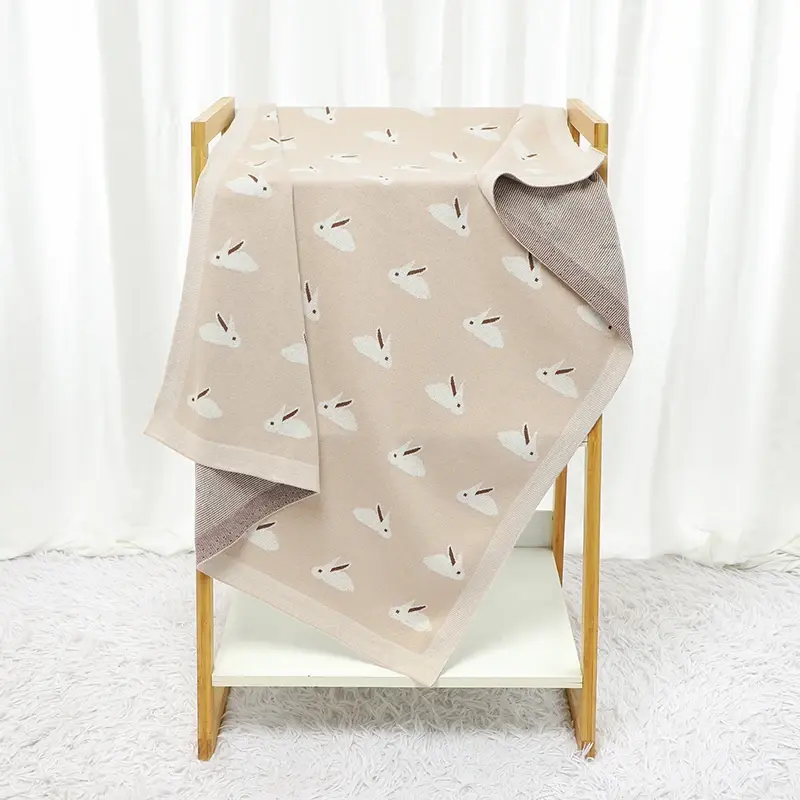 Cotton Baby Blanket Knit Newborn Girl Boy Bedding Quilt 100*80CM Infant Stroller Swaddling Cute Cartoon Rabbit Soft Plaid Covers