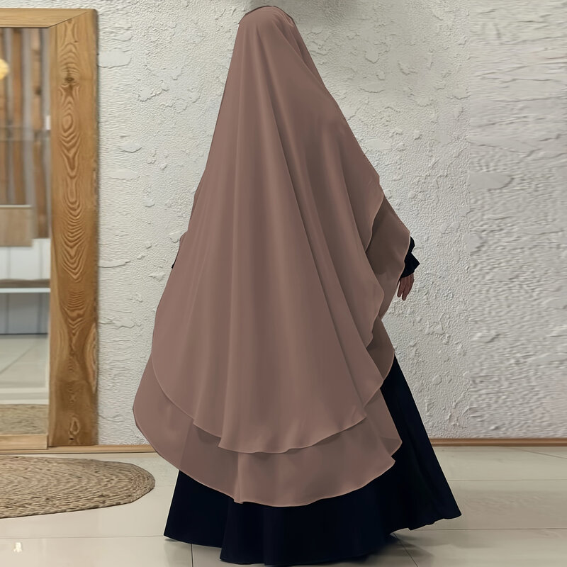 Ramadan medio oriente musulmano tinta unita Chiffon prima e dopo doppio grande altalena grande foulard Burqa Hijab Khimar MSL161