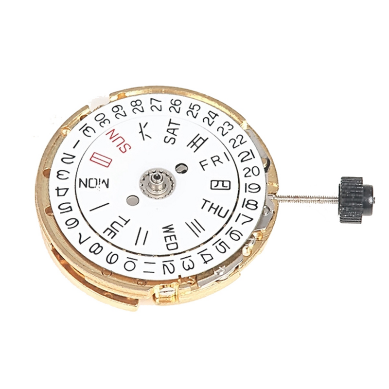 Movimiento de reloj con corona de calendario Doble A 3 movimientos mecánicos para MIYOTA 8205, piezas de reparación de movimiento de reloj (dorado)