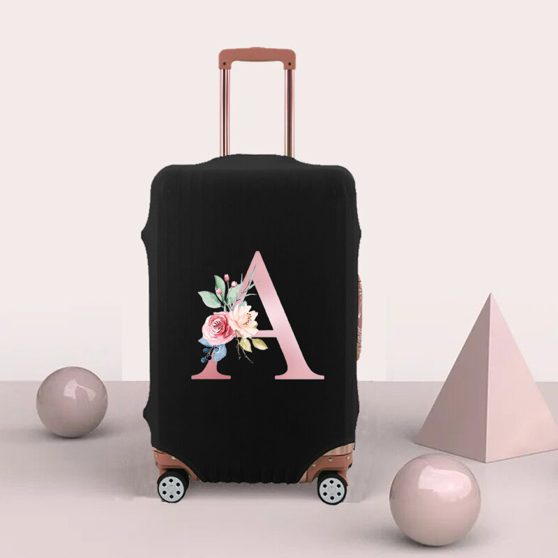 Flor rosa carta mala de bagagem caso capa protetora impressão padrão viagem elástica bagagem capa de poeira aplicar 18-32 mala