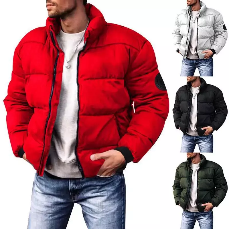 Jaket katun musim dingin untuk pria, jaket katun musim dingin, jaket katun kerah berdiri, jaket katun tebal untuk pria