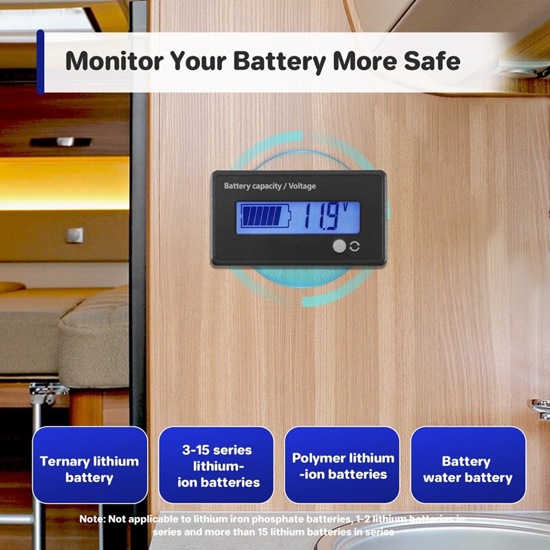 Battery Meter Battery Capacity Voltage Monitor, DC 12/24/36/48/60/72/84V Battery Capacity Voltage Gauge Indicator