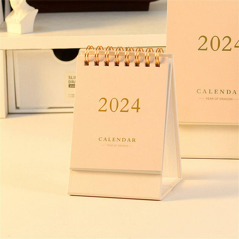 2024 Mini Desk Calendar Simple Solid Color Diy Portable Desktop Reminder Calendars Dual Daily Schedule Table Planner Ins