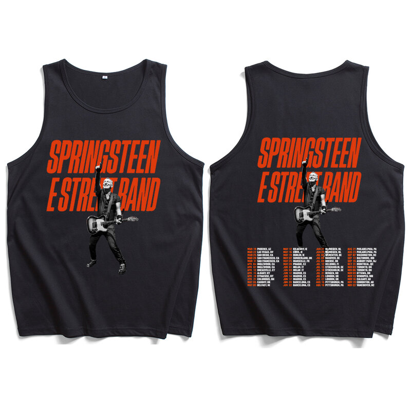 Bruce springsteen and E Street เสื้อกั๊กเสื้อเปิดไหล่ทัวร์เสื้อยืดพิมพ์ลายเสื้อยืดผู้ชายผู้หญิง