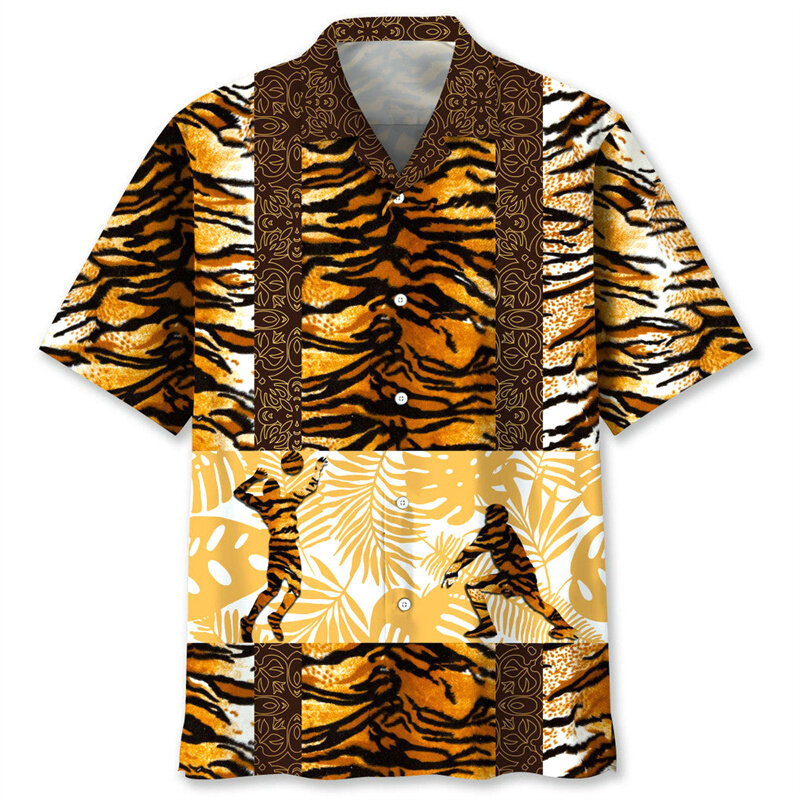 Chemise hawaïenne léopard pour hommes et femmes, chemises imprimées en 3D, revers personnalisé, manches courtes, chemisier boutonné, rue d'été, Y2k